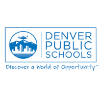Denver Public Schools logo with the tagline Discover a World of Opportunity with a drawing of the city of Denver